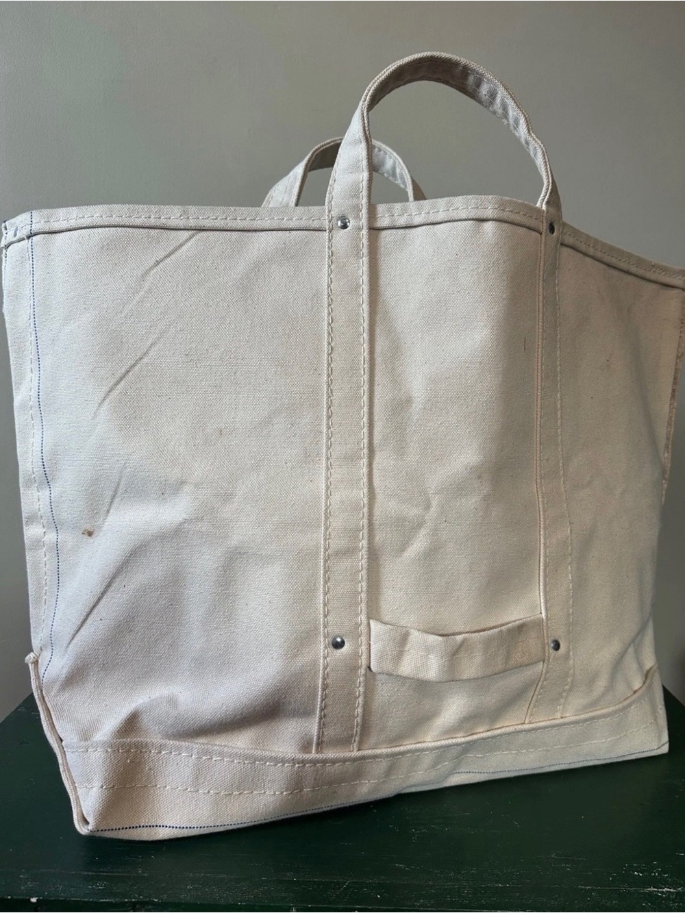 Vintage selvedge Canvas Lineman Utility Tool Bag, Rivets, Heavy Duty